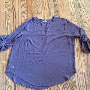 Maurices Deep Purple Roll-Tab Sleeve Blouse